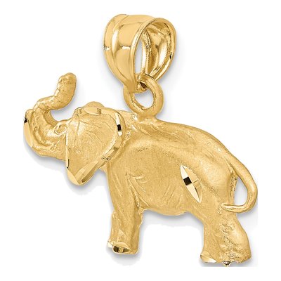 14K Yellow Gold Diamond-Cut Elephant Pendant – view 6