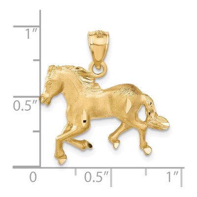 14K Yellow Gold Diamond-Cut Trotting Horse Pendant – view 5