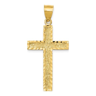 14K Yellow Gold Diamond-Cut Cross Pendant