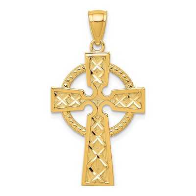 14K Yellow Gold Celtic Cross Pendant