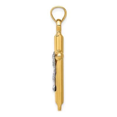 14K Two-Tone Gold Hollow Crucifix Pendant – view 3