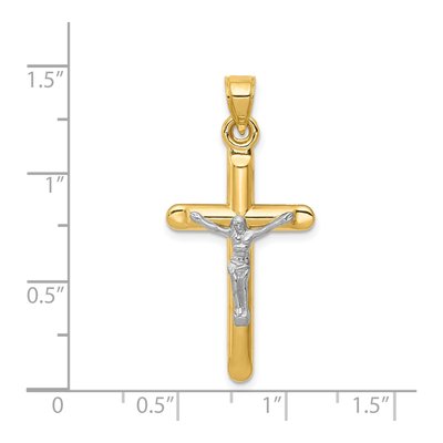 14K Two-Tone Gold Hollow Crucifix Pendant – view 4