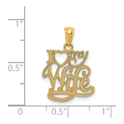 14K Yellow Gold I Love My Wife Pendant – view 5