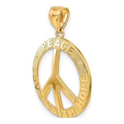 14K Yellow Gold Peace Sign Pendant – view 6