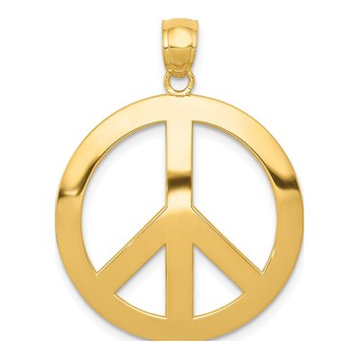 14K Yellow Gold Peace Sign Pendant