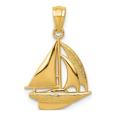 14K Yellow Gold Sailboat Pendant