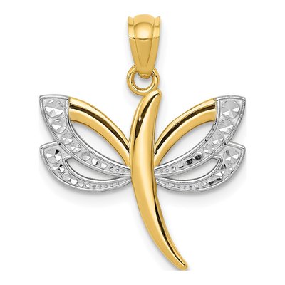14K Yellow Gold Dragonfly Pendant