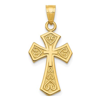 14K Yellow Gold Reversible Passion Cross Pendant
