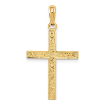 14K Yellow Gold Reversible Faith Hope Love Cross Pendant – view 5