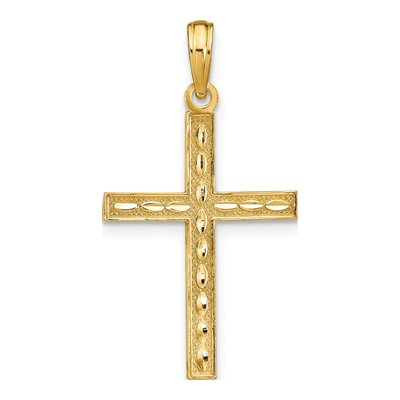 14K Yellow Gold Reversible Faith Hope Love Cross Pendant