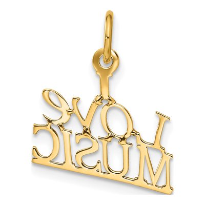 14K Yellow Gold I Love Music Pendant – view 4
