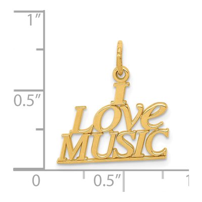 14K Yellow Gold I Love Music Pendant – view 5