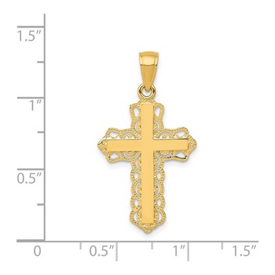 14K Yellow Gold Lacey Trim Cross Pendant – view 4