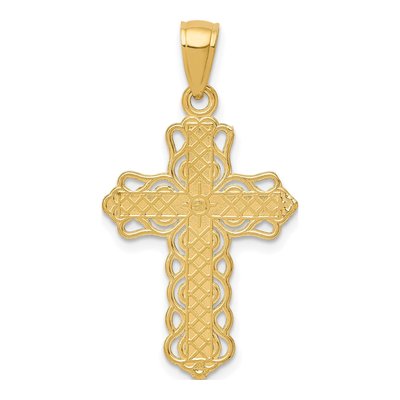 14K Yellow Gold Lacey Trim Cross Pendant – view 5