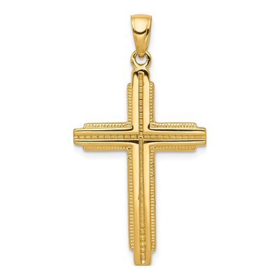 14K Yellow Gold Textured Cross Pendant