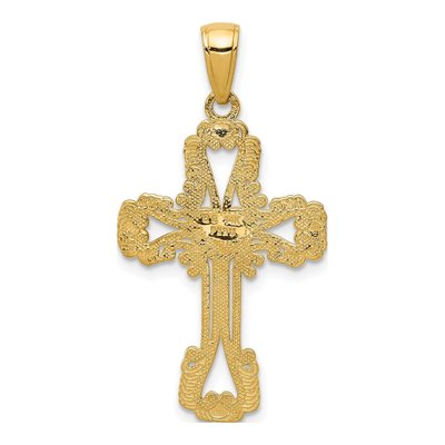 14K Yellow Gold Beaded Cross Heart Pendant – view 5