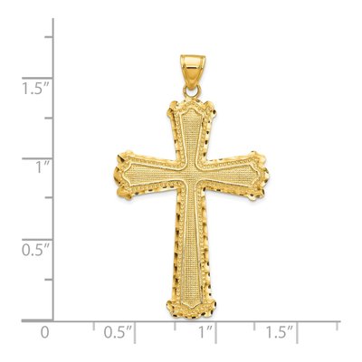 14K Yellow Gold Diamond-Cut Cross Pendant – view 5