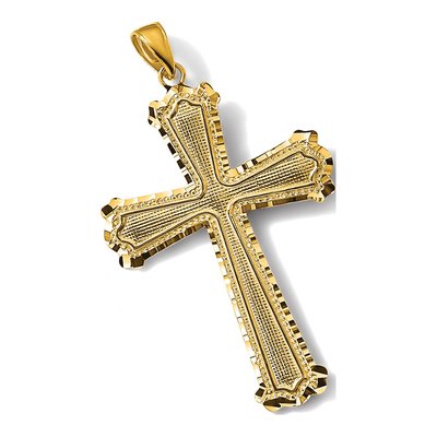 14K Yellow Gold Diamond-Cut Cross Pendant – view 6