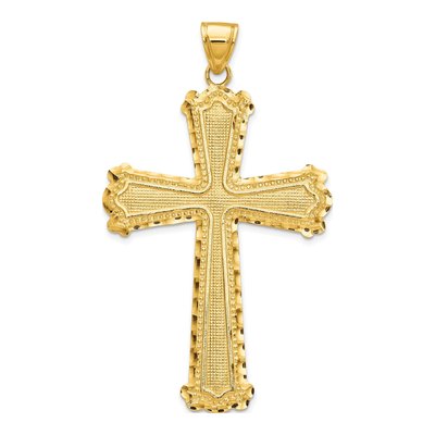 14K Yellow Gold Diamond-Cut Cross Pendant
