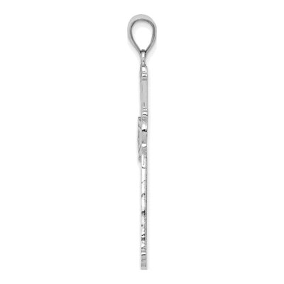 14K White Gold Diamond-Cut Cross Pendant – view 3