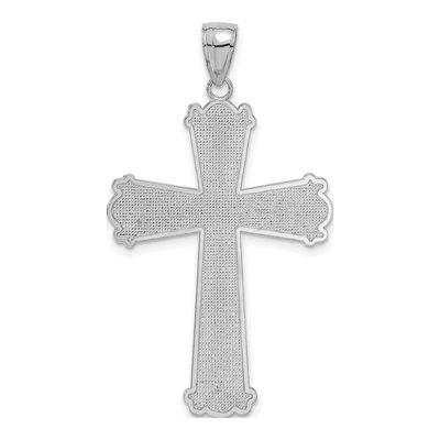 14K White Gold Diamond-Cut Cross Pendant – view 4