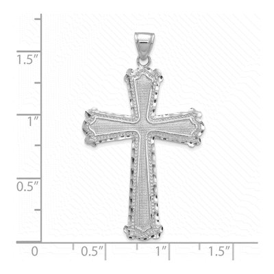 14K White Gold Diamond-Cut Cross Pendant – view 5
