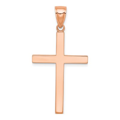 14K Rose Gold Stick Cross Pendant