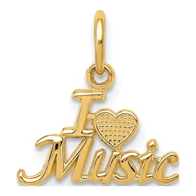 14K Yellow Gold I Heart Music Pendant