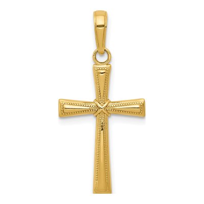 14K Yellow Gold Diamond-Cut Cross Pendant