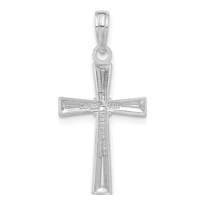 14K White Gold Diamond-Cut Cross Pendant – view 4