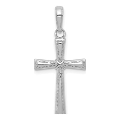 14K White Gold Diamond-Cut Cross Pendant