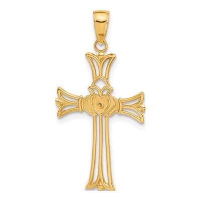 14K Yellow Gold Claddagh Cross Pendant – view 4