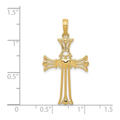 14K Yellow Gold Claddagh Cross Pendant – view 5