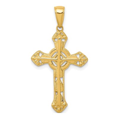 14K Yellow Gold Fancy Iona Cross Pendant