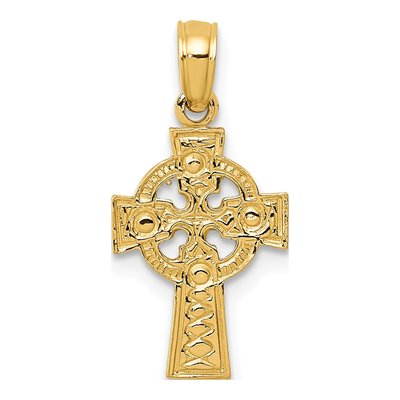 14K Yellow Gold Celtic Cross Eternity Pendant