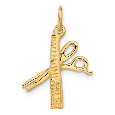 14K Yellow Gold Comb Scissors Pendant – view 4