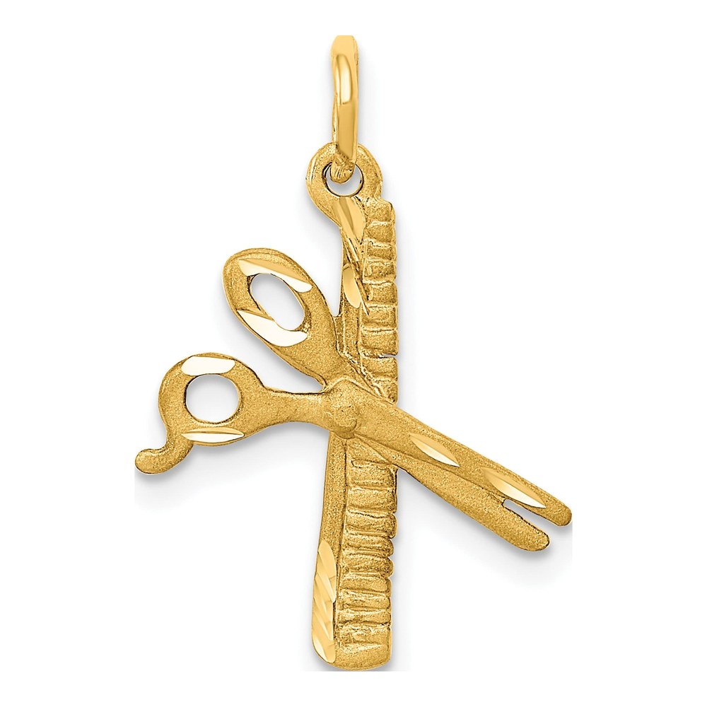 14K Yellow Gold Comb Scissors Pendant