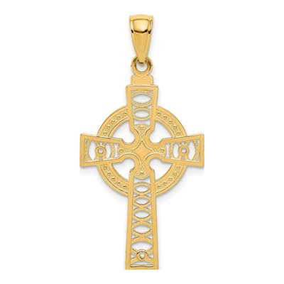 14K Yellow Gold Celtic Cross Eternity Pendant