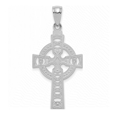 14K White Gold Celtic Cross Eternity Pendant