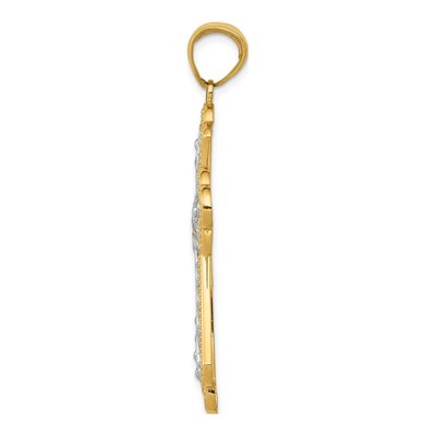 14K Yellow Gold Diamond-Cut Cross Pendant – view 3