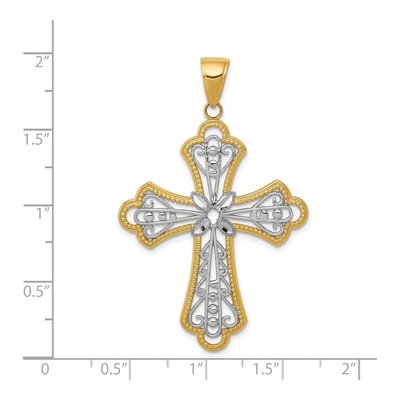 14K Yellow Gold Diamond-Cut Cross Pendant – view 4