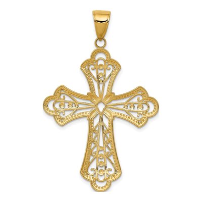 14K Yellow Gold Diamond-Cut Cross Pendant – view 5