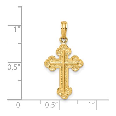 14K Yellow Gold Budded Cross Pendant – view 4