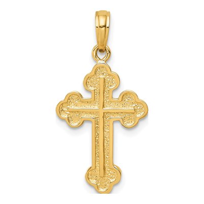 14K Yellow Gold Budded Cross Pendant