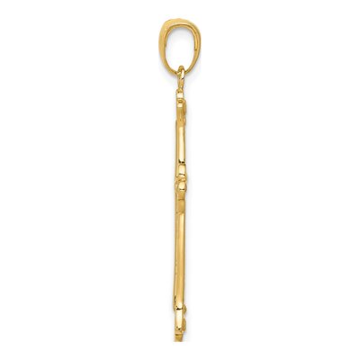 14K Yellow Gold Budded Cross Frame Pendant – view 3
