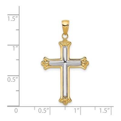 14K Yellow Gold Budded Cross Frame Pendant – view 4