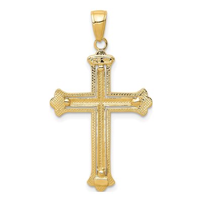 14K Yellow Gold Budded Cross Frame Pendant – view 5