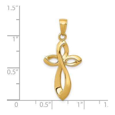 14K Yellow Gold Ribbon Cross Pendant – view 5
