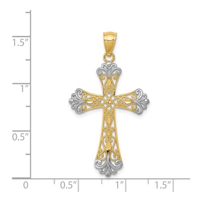 14K Yellow Gold Diamond-Cut Cross Pendant – view 4