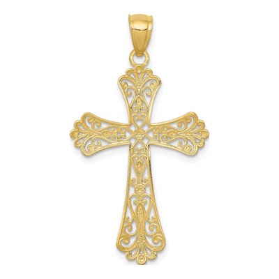 14K Yellow Gold Diamond-Cut Cross Pendant – view 5
